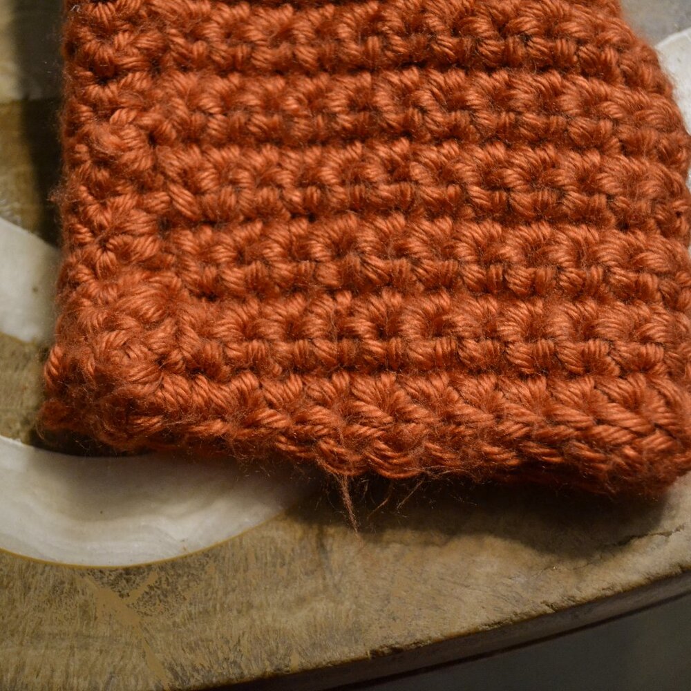 Orange Handmade Heavy Chunky Knit Cardigan Cottage-core Grandmacore Cardigan - Picture 12 of 15